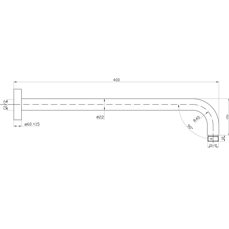 BKS07A-R Round Shower Arm - Image 3