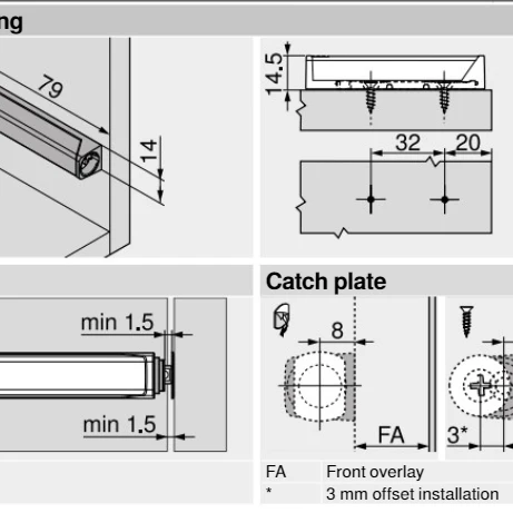 Blum Tip On Adapter Plate Long Black - 956A1201 - Image 3