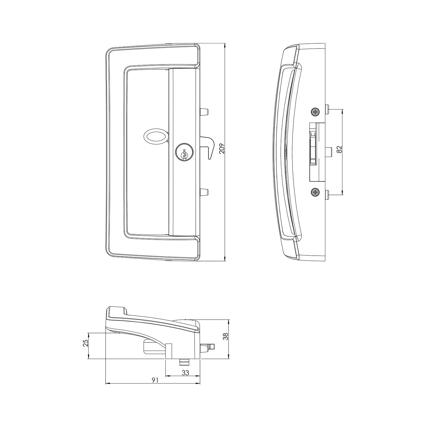 Doric Glass Sliding Patio Door Lock - DS1000A Boston - Image 4