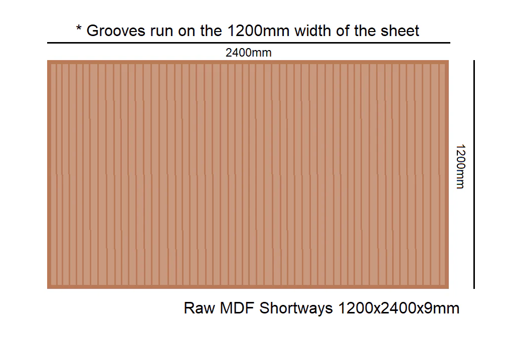 Half Round 11mm Panel 2400x1200x9mm - Raw MR MDF - Image 3