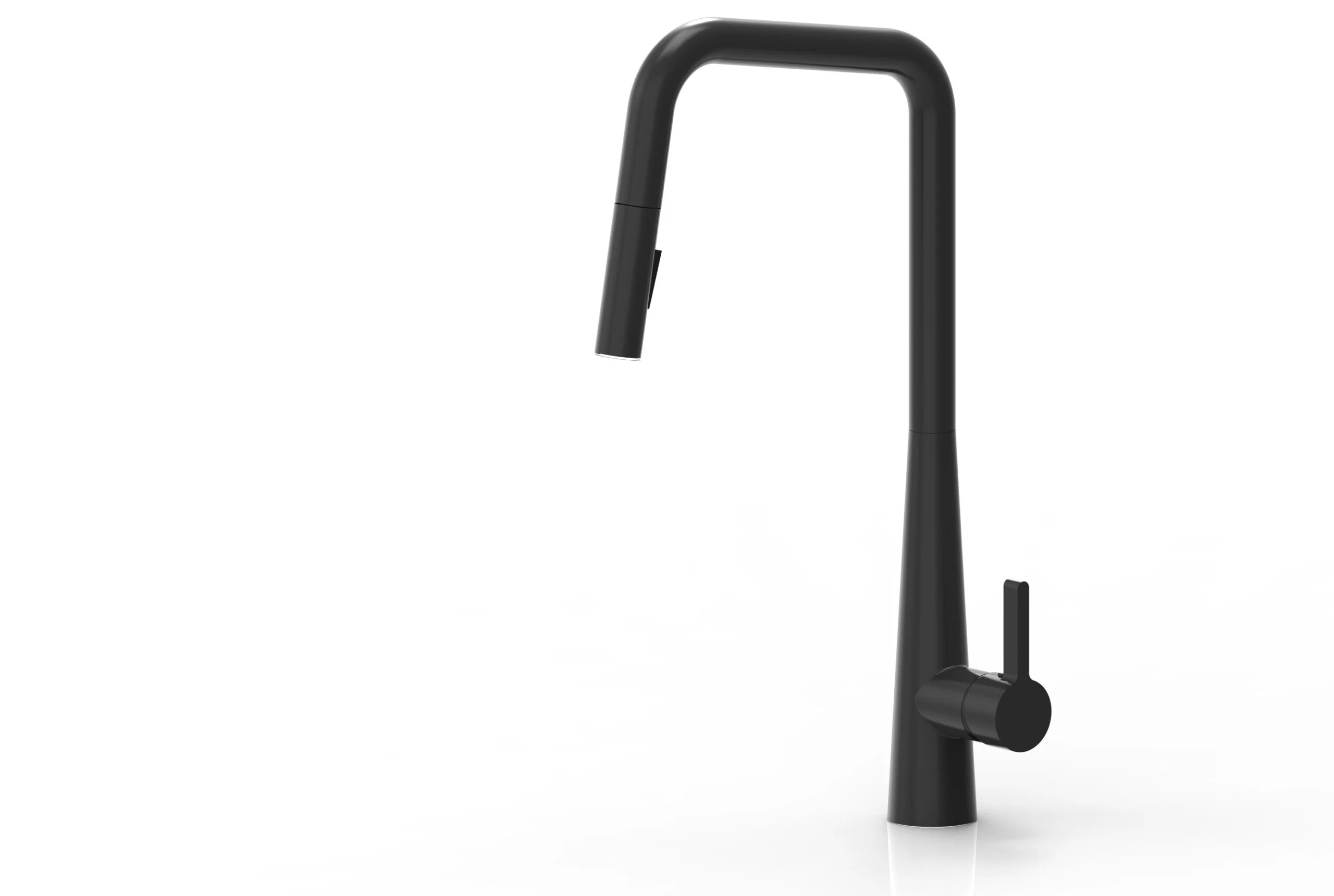 KM012-B/F – Kuchendesigner Pull-Out Curved Kitchen Mixer Matt Black Spout