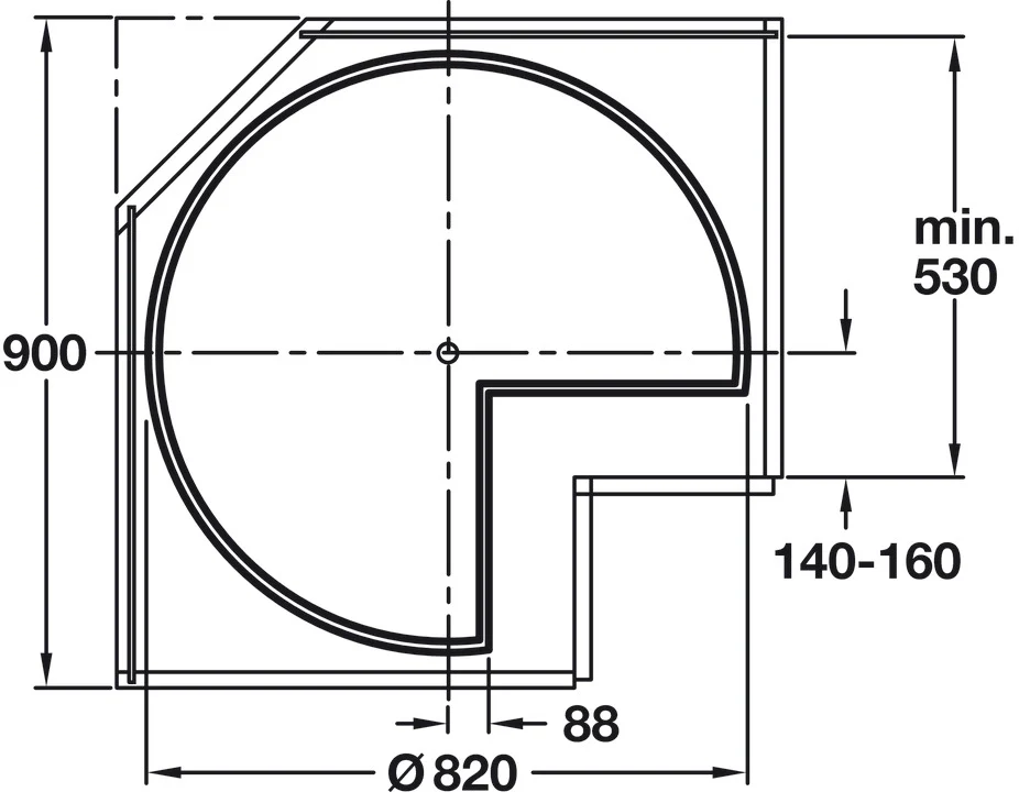 Ninka Lazy Susan Corner Unit - For Base Cabinet 900x900 mm - Image 3