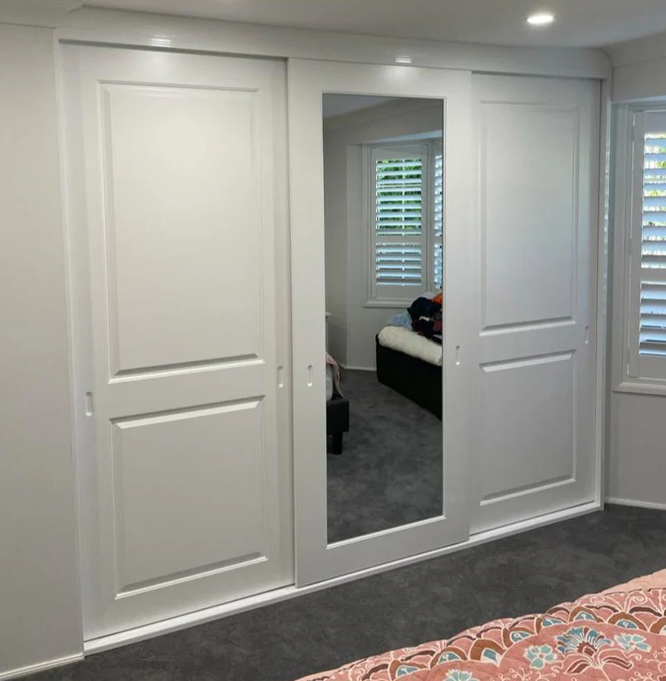 Polyurethane Painted Routered Design With Mirror Wardrobe Sliding Doors Up To 2400mm Height by Trademaster