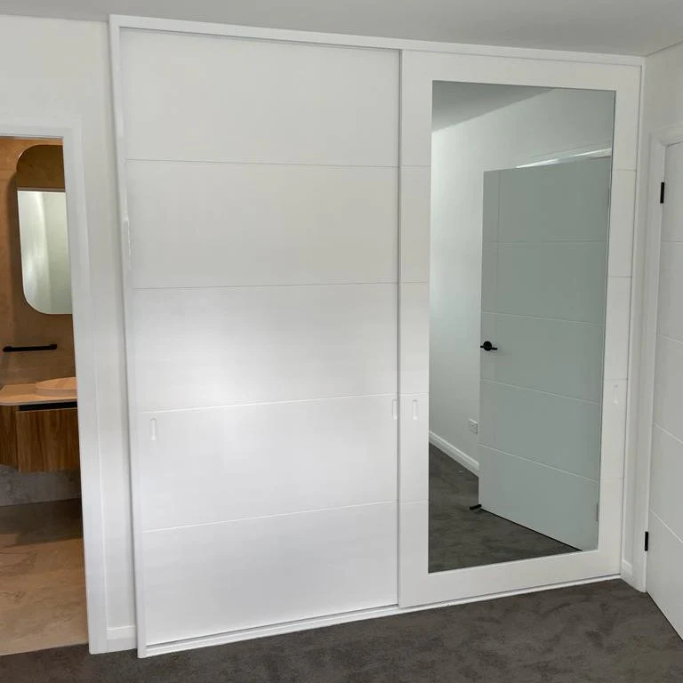Polyurethane Painted Routered Design With Mirror Wardrobe Sliding Doors Up To 2400mm Height by Trademaster - Image 4