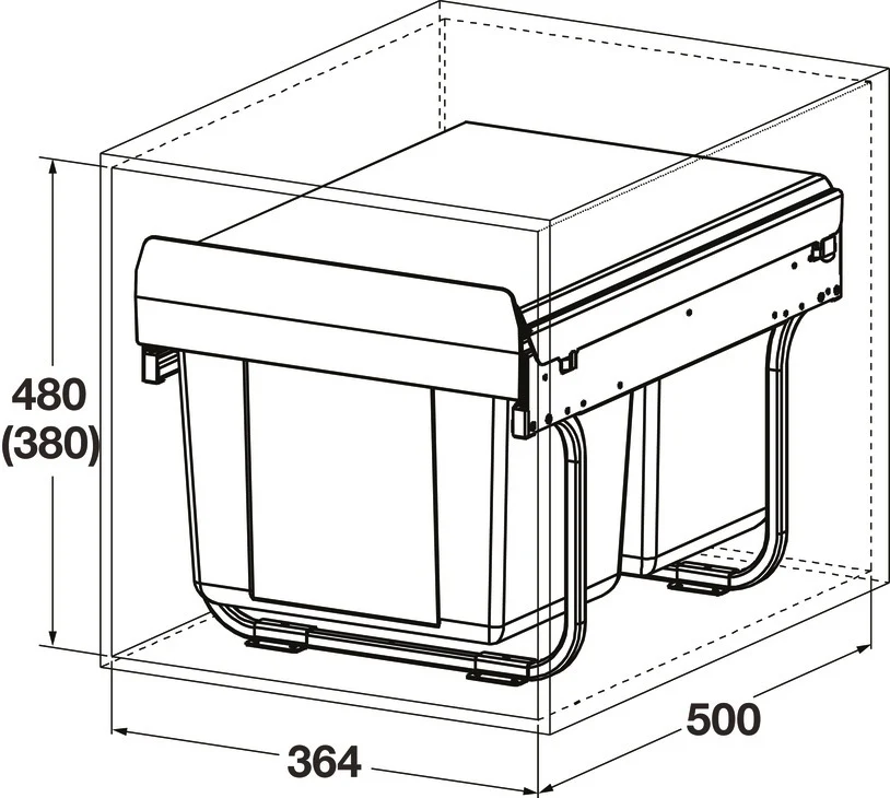 Pull Out Double Waste Bin  - Dark Grey 2x15L (OSKA) - Image 3