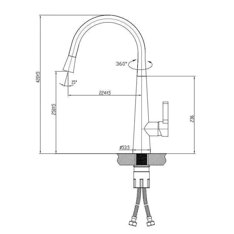 Round Pull Out Sink Mixer KM005-BN - Image 4