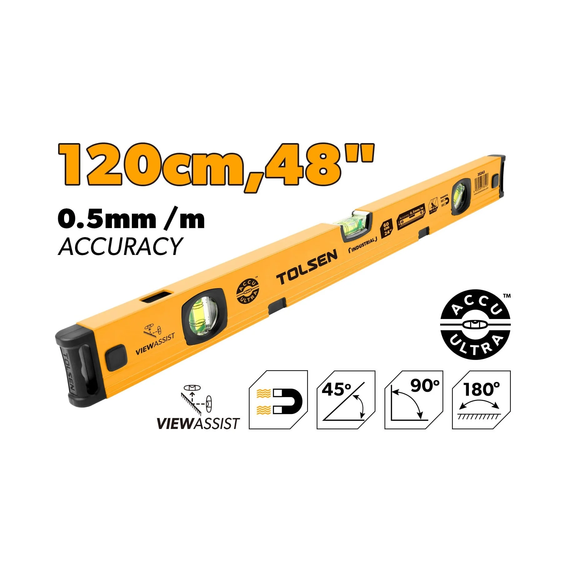 Spirit Level 1200mm - By Tolsen - Image 2